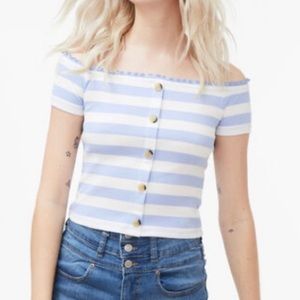 Aeropostale Off the Shoulder Striped Top